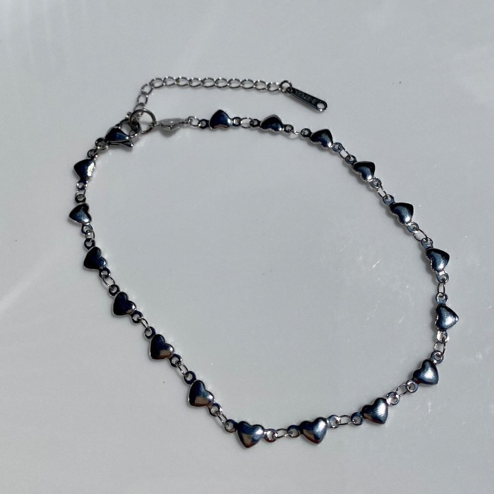 Silver Heart Chain Necklace Stainless Steel